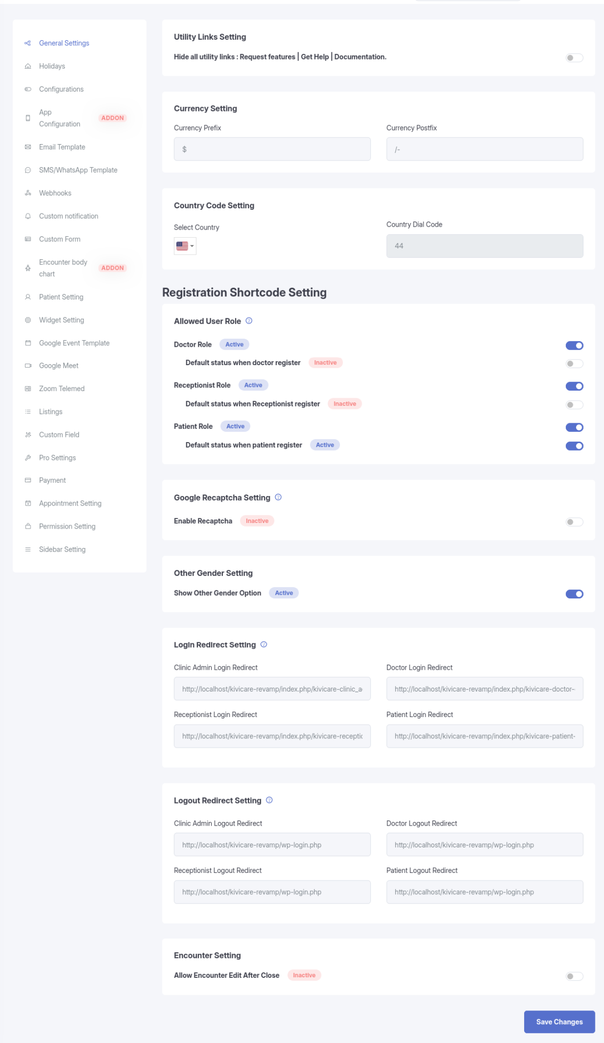 General Settings - KiviCare WordPress - Documentation