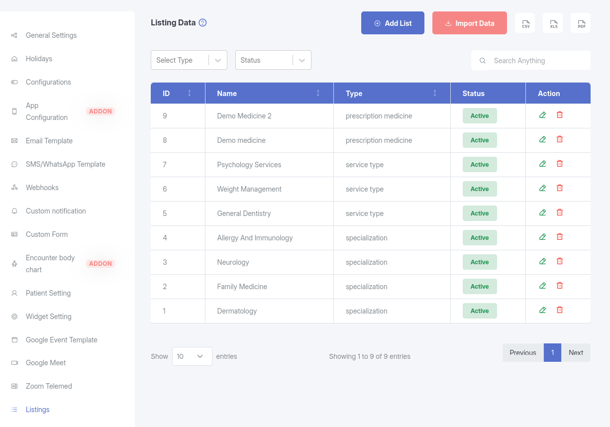 Listings Configuration - KiviCare WordPress - Documentation