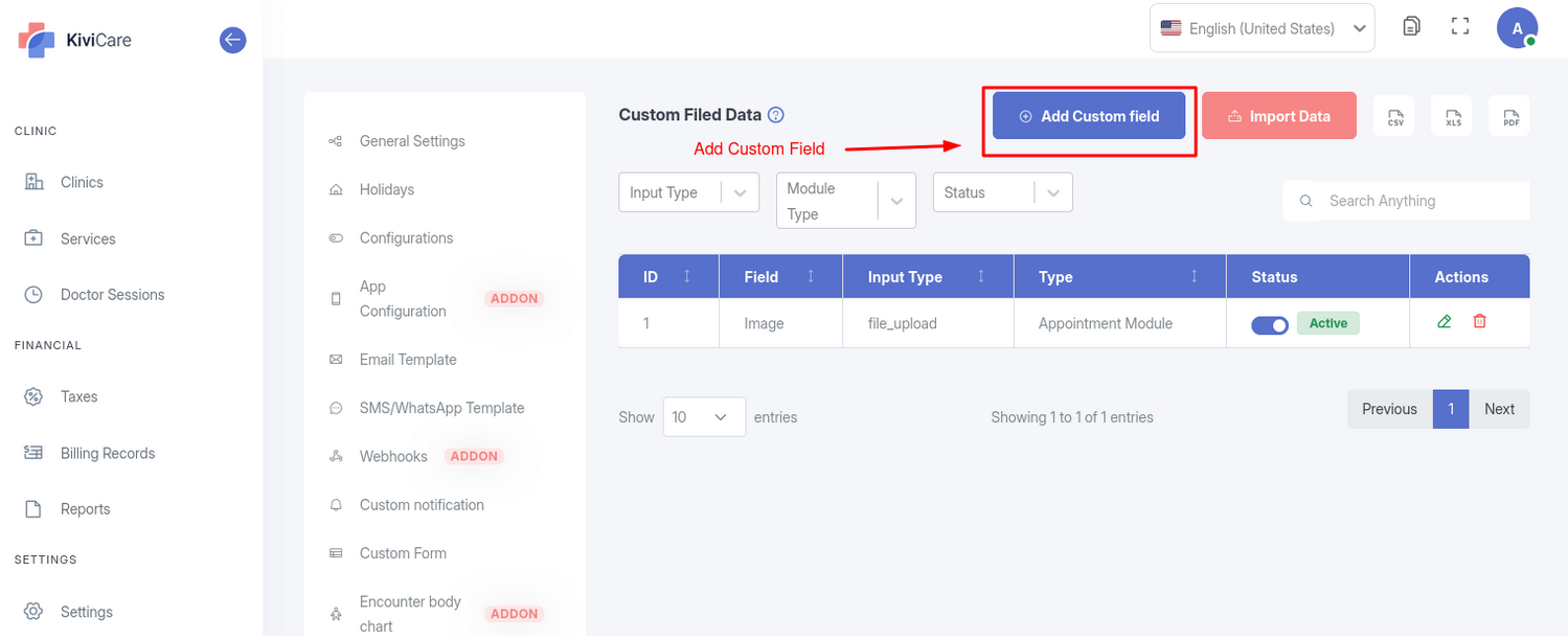 Custom Field Settings - KiviCare WordPress - Documentation