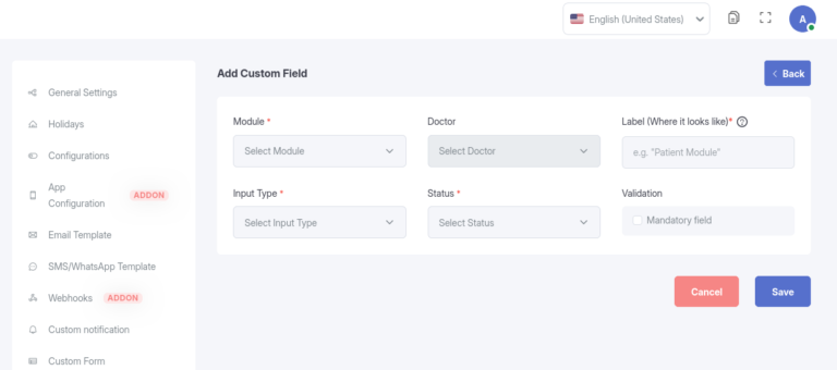 Custom Field Settings - KiviCare WordPress - Documentation