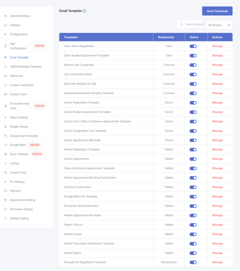 Email Template Settings - KiviCare WordPress - Documentation