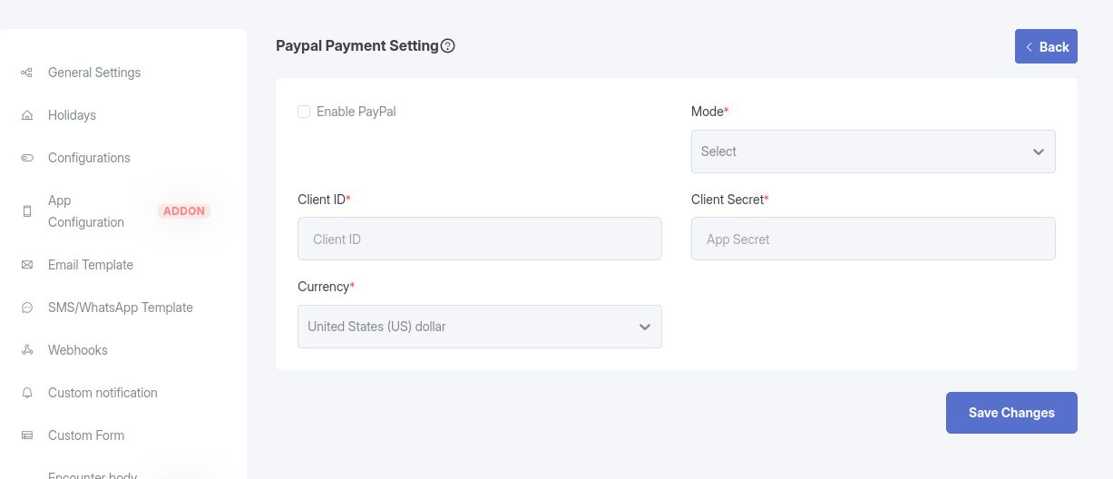 Payment Settings - KiviCare WordPress - Documentation