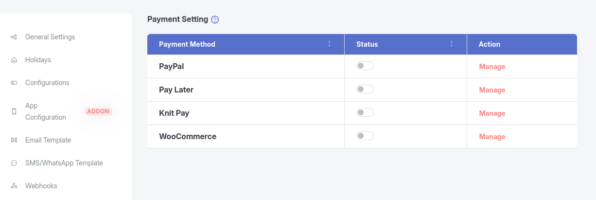 Payment Settings - KiviCare WordPress - Documentation