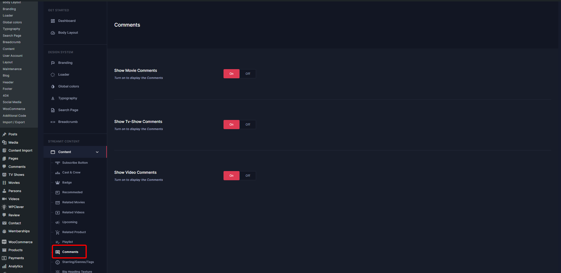 comments customize